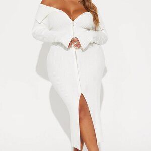 On a Mission Sweater Midi Dress - Ivory 1X